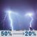 Tonight: A chance of showers and thunderstorms before 9pm, then a chance of showers and thunderstorms between 9pm and 3am. Mostly cloudy. Low around 66, with temperatures rising to around 70 overnight. West wind 2 to 10 mph, with gusts as high as 16 mph. Chance of precipitation is 50%. New rainfall amounts between a tenth and quarter of an inch possible. Tonight: Chance Showers And Thunderstorms
